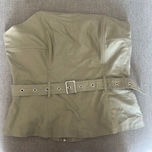 Mango Olive Green Strapless Top